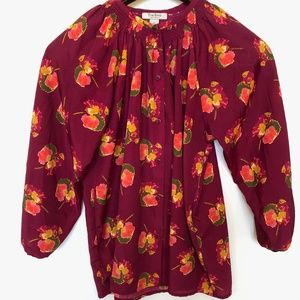 Tucker for Target- Burgundy Floral Blouse